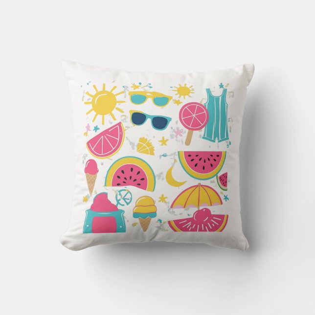 Farbenfrohe Sommercamps - Bright & Fun Saison Kissen (Vorderseite)