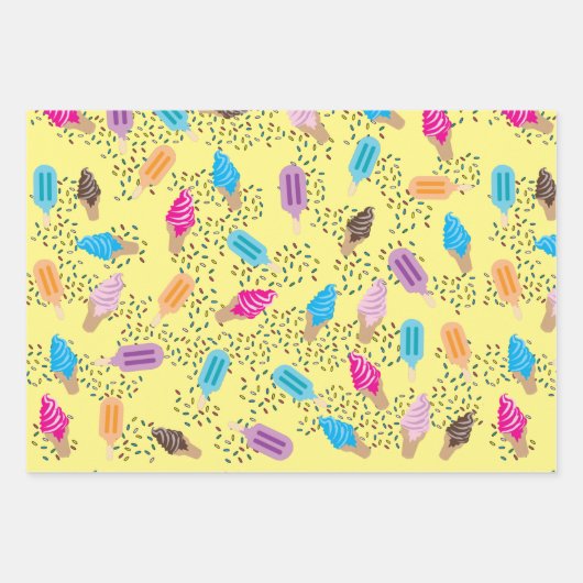 Farbenfrohe Sommereisenzüge Creme Muster Geschenkpapier Set (Vorderseite 3)