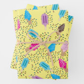 Farbenfrohe Sommereisenzüge Creme Muster Geschenkpapier Set (Beispiel)