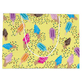 Farbenfrohe Sommereisenzüge Creme Muster Große Geschenktüte (Rückseite)