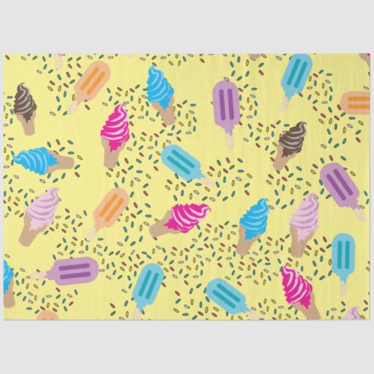 Farbenfrohe Sommereisenzüge Creme Muster Seidenpapier (Vorderseite)