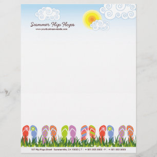 Farbenfrohe Sommerflip Flops Spaß im Sonnengarten Briefbogen