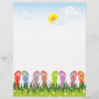 Farbenfrohe Sommerflip Flops Spaß im Sonnengarten Flyer