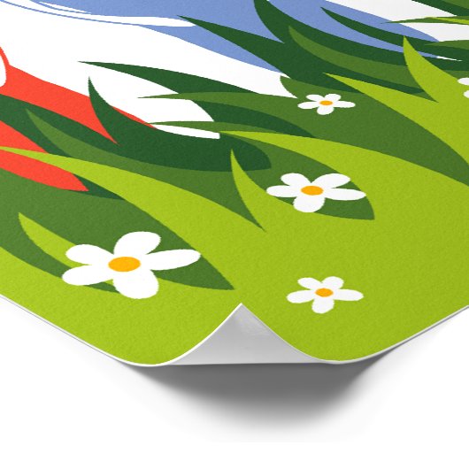 Farbenfrohe Sommerflip Flops Spaß im Sonnengarten Poster (Ecke)