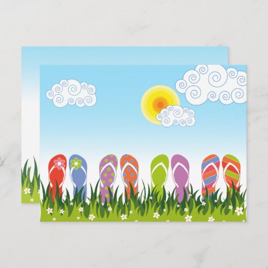 Farbenfrohe Sommerflip Flops Spaß im Sonnengarten Postkarte (Vorne/Hinten)