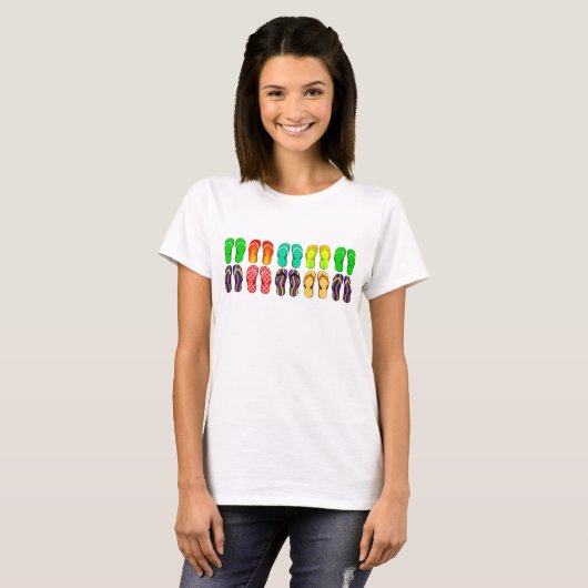 Farbenfrohe Sommerflip Flops T-Shirt (Vorne ganz)