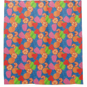 Farbenfrohe Sommerfrucht Muster auf Deep Blue Duschvorhang (Vorderseite)