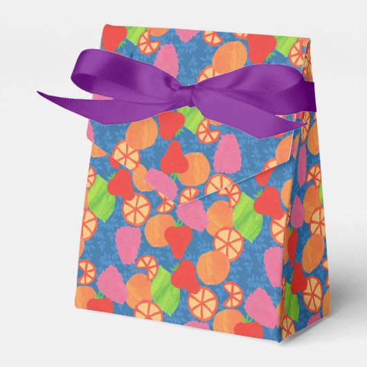 Farbenfrohe Sommerfrucht Muster auf Deep Blue Geschenkschachtel (Vorderseite)