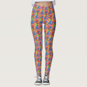 Farbenfrohe Sommerfrucht Muster auf Deep Blue Leggings (Vorderseite)