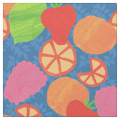 Farbenfrohe Sommerfrucht Muster auf Deep Blue Stoff (Nahaufnahme)