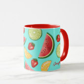 Farbenfrohe Sommerfrüchte auf blau mit Individuell Tasse (VorderseiteRechts)