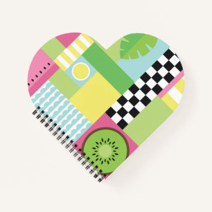 Farbenfrohe Sommerfrüchte Rosa-Gelb-Mosaik Notizblock