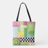 Farbenfrohe Sommerfrüchte Rosa-Gelb-Mosaik Tasche (Rückseite)