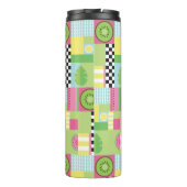 Farbenfrohe Sommerfrüchte Rosa-Gelb-Mosaik Thermosbecher (Rückseite)