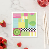 Farbenfrohe Sommerfrüchte rosa, grün, blau Serviette (Beispiel)
