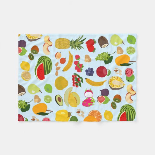 Farbenfrohe Sommerfruchtmuster Fleecedecke (Vorderseite (Horizontal))
