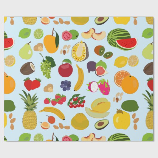 Farbenfrohe Sommerfruchtmuster Geschenkpapier (Flach)