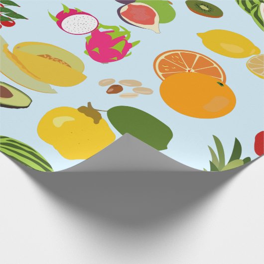 Farbenfrohe Sommerfruchtmuster Geschenkpapier (Ecke)