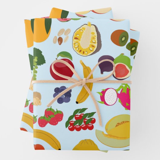 Farbenfrohe Sommerfruchtmuster Geschenkpapier Set (Beispiel)