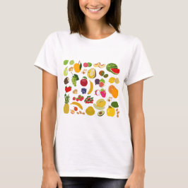 Farbenfrohe Sommerfruchtmuster T-Shirt