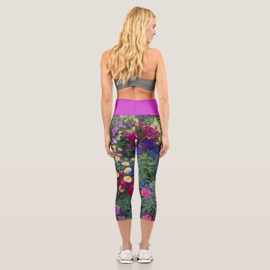 Farbenfrohe Sommergarten Capri Leggings (Rückseite)