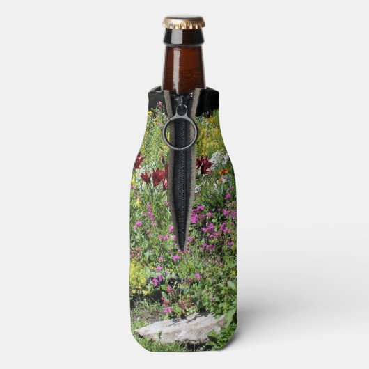 Farbenfrohe Sommergärten Flaschenkühler (Flasche Rückseite)