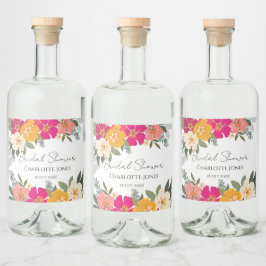 Farbenfrohe Sommergarten Helles Brautparty Alkoholflaschenetikett