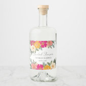 Farbenfrohe Sommergarten Helles Brautparty Alkoholflaschenetikett (Vorderseite)