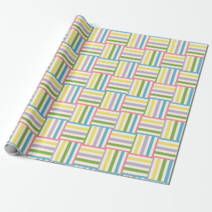 Farbenfrohe, sommergestreifte Blockmuster Geschenkpapier
