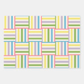 Farbenfrohe, sommergestreifte Blockmuster Geschenkpapier Set (Vorderseite 2)