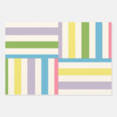 Farbenfrohe, sommergestreifte Blockmuster Geschenkpapier Set (Vorderseite)