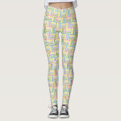 Farbenfrohe, sommergestreifte Blockmuster Leggings (Vorderseite)