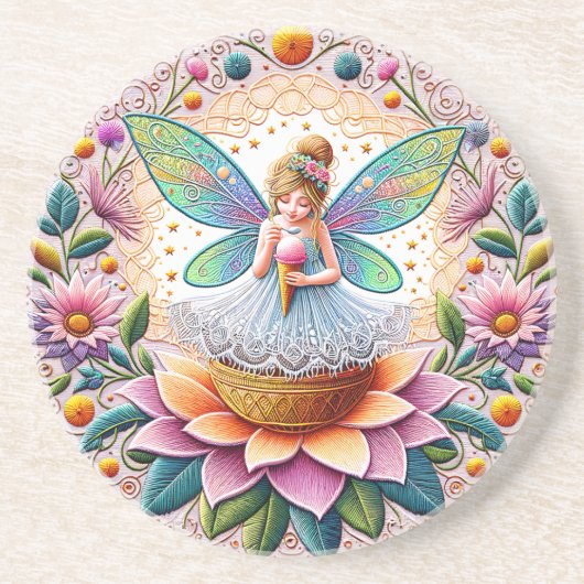 Farbenfrohe Sommerkleidung Blume und Eiscreme Getränkeuntersetzer (Vorne)