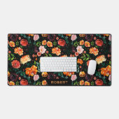 Farbenfrohe Sommerkollektive auf schwarzen Blume Schreibtischunterlage (Tastatur & Maus)