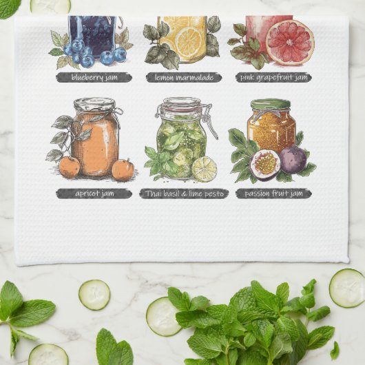 Farbenfrohe Sommerkollektüre Frucht Marmelade Maso Geschirrtuch (Gefaltet)