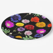 farbenfrohe Sommerkurse auf schwarzem Hintergrund Pappteller (Schrägansicht)