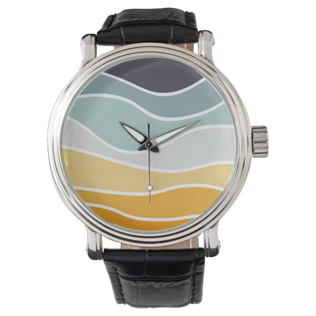 Farbenfrohe sommerliche Retrowellen Armbanduhr (Vorderseite)