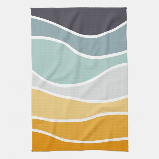Farbenfrohe sommerliche Retrowellen Geschirrtuch (Vertikal)