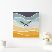 Farbenfrohe sommerliche Retrowellen Quadratische Wanduhr (Zuhause)