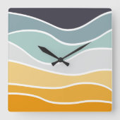 Farbenfrohe sommerliche Retrowellen Quadratische Wanduhr (Vorderseite)