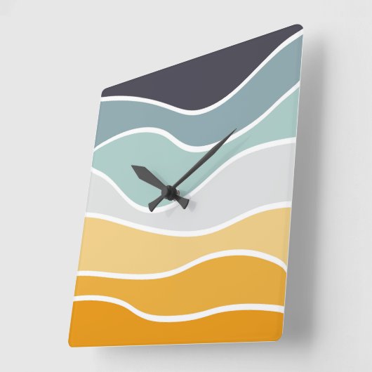 Farbenfrohe sommerliche Retrowellen Quadratische Wanduhr (Winkel)