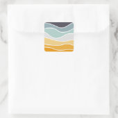 Farbenfrohe sommerliche Retrowellen Quadratischer Aufkleber (Tasche)