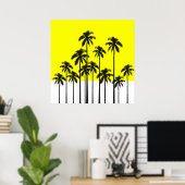 Farbenfrohe Sommerneongelb & tropische Palmen Poster (Heimbüro)