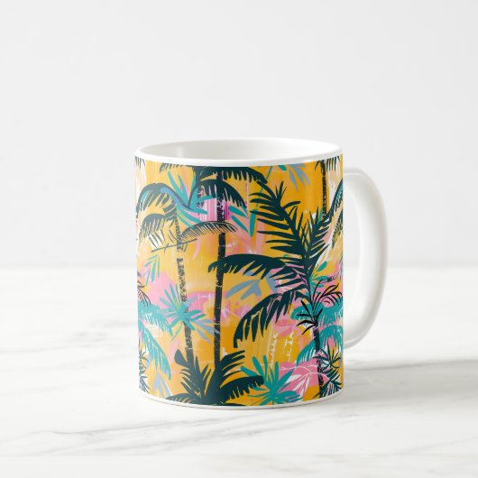 Farbenfrohe Sommerpalmenmuster Kaffeetasse (VorderseiteRechts)