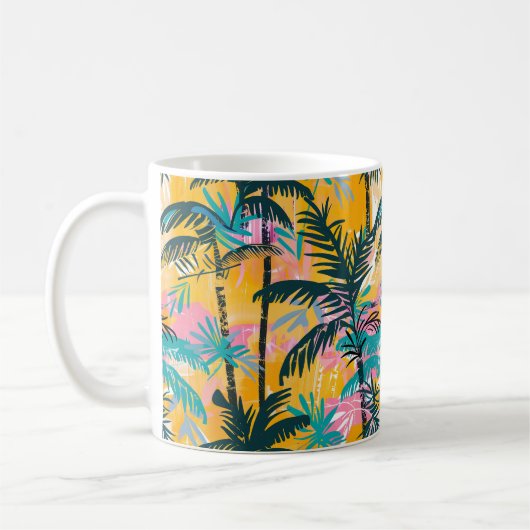 Farbenfrohe Sommerpalmenmuster Kaffeetasse (Links)