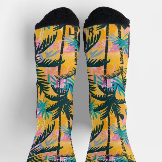 Farbenfrohe Sommerpalmenmuster Socken (Oben)