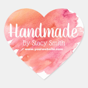 Farbenfrohe Sommersonnenfarbe Handgefertigt Herz-Aufkleber