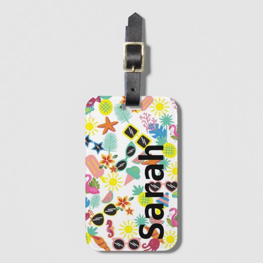Farbenfrohe Sommerspass Gepäckanhänger (Vorderseite Vertikal)