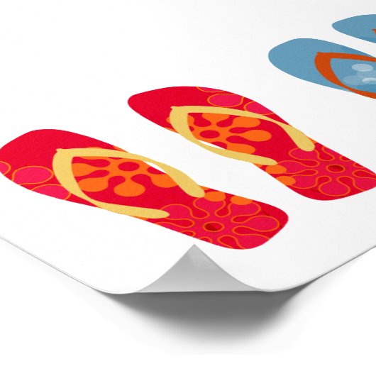 Farbenfrohe Sommerstrand Flip Flops Horizontal Pos Poster (Ecke)