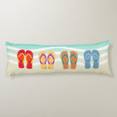 Farbenfrohe Sommerstrand Flip Flops Kissen Kissen (Rückseite)